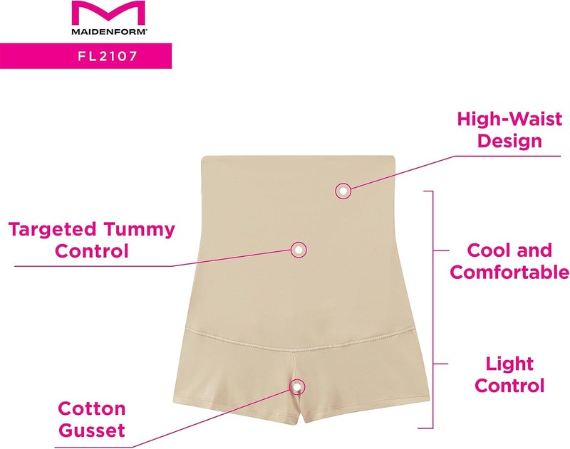 Maidenform Flexees Women's Shapewear Minimizing Hi-Waist Boyshort in Black, Size Medium - Image 2